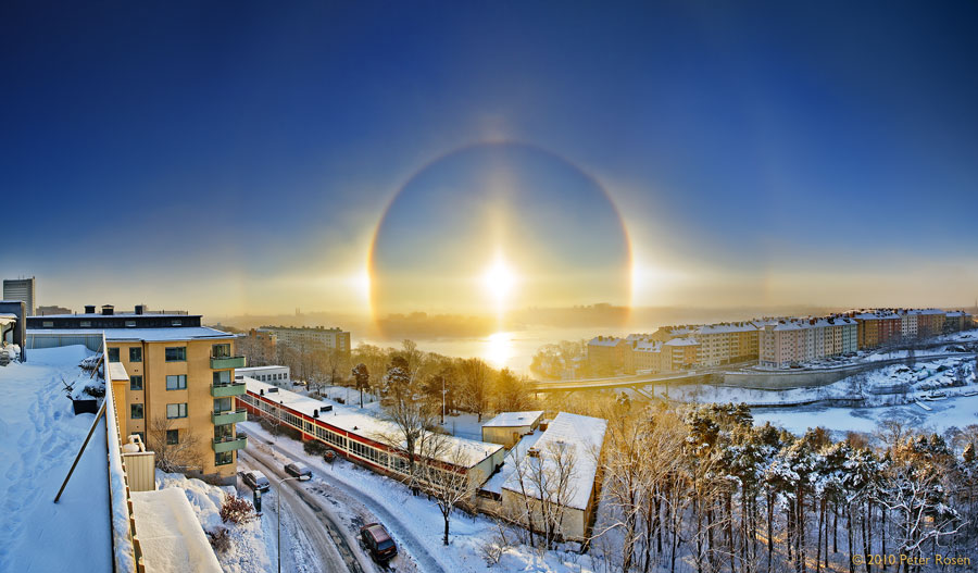 Un halo espectacular en Estocolmo fotografiado por Peter Rosn