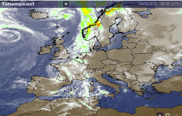 Satllit acolorit en zones de precipitaci d'Europa i el Mn